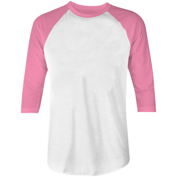 pink and white baseball tee