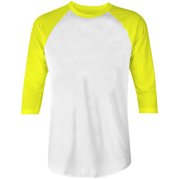 yellow and white baseball shirt