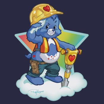HARD HAT BEAR - S/S - PREMIUM TEE - NAVY Design