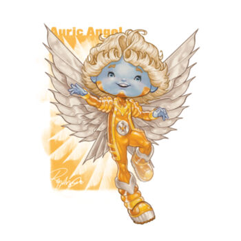 09- AURIC ANGEL - S/S - 3/4 BASEBALL TEE - WHITE/NEON ORANGE Design