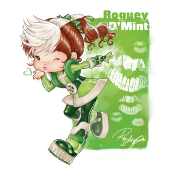 12- ROGUEY D'MINT - S/S - 3/4 BASEBALL TEE - WHITE/KELLY Design