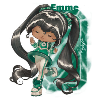 13- EMME - S/S - 3/4 BASEBALL TEE - WHITE/KELLY Design