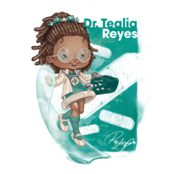 14- DR. TEALIA REYES - S/S - 3/4 BASEBALL TEE - WHITE/KELLY Design