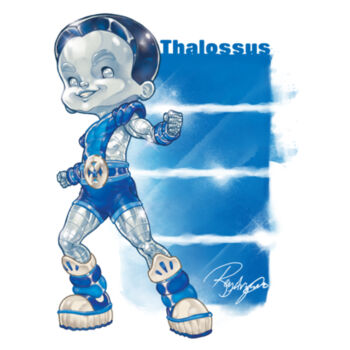 17- THALOSSUS - S/S - 3/4 BASEBALL TEE - WHITE/TRUE ROYAL Design