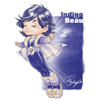 19- INDIGO BEAU - S/S - 3/4 BASEBALL TEE - WHITE/NAVY Design