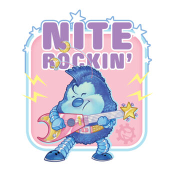 NITE ROCKIN - S/S - 04- 3/4 BASEBALL TEE - WHITE/NEON PINK Design