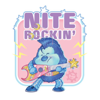 NITE ROCKIN - S/S - 04- 3/4 BASEBALL TEE - WHITE/NEON BLUE Design