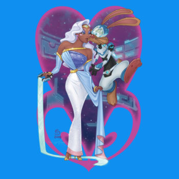 PRINCESS AND PILOT - S/S - TANK TOP - NEON BLUE Design