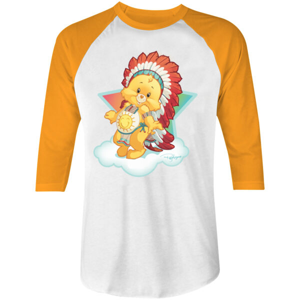 NATIVE BEAR - S/S - 3/4 BASEBALL TEE - WHITE/NEON ORANGE Thumbnail