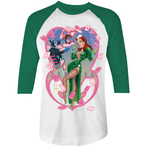 HEART THIEVES - S/S - 3/4 BASEBALL TEES - WHITE/KELLY Thumbnail