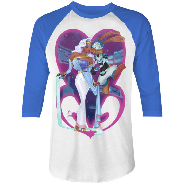 PRINCESS AND PILOT - S/S - 3/4 BASEBALL TEE - WHITE/ROYAL Thumbnail