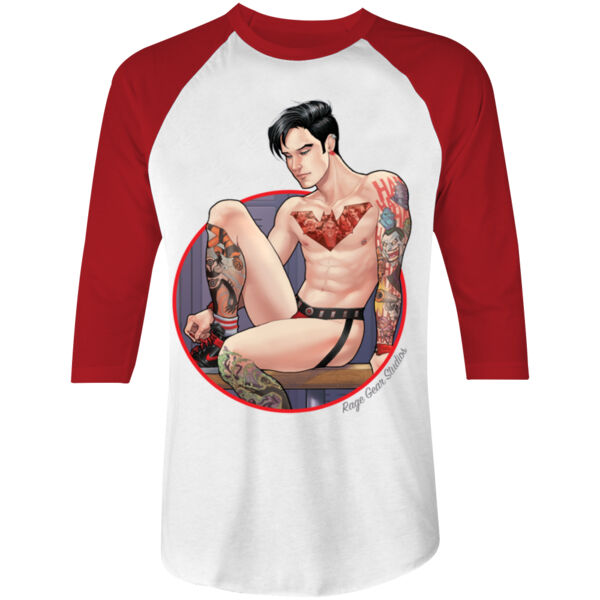 BEYOND - S/S - 3/4 BASEBALL TEE - WHITE/RED Thumbnail