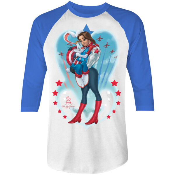 SCOUT AND SCAMP - S/S - 3/4 BASEBALL TEE - WHITE/TRUE ROYAL Thumbnail