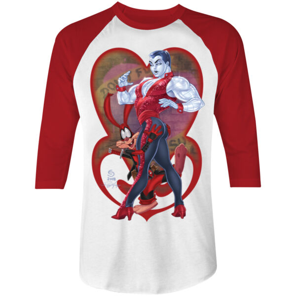 STEEL REAR - S/S - 3/4 BASEBALL TEE - WHITE/RED Thumbnail