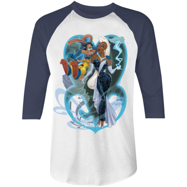 DIVA AND DEVIANT -S/S - 3/4 BASEBALL TEE - WHITE/NAVY Thumbnail