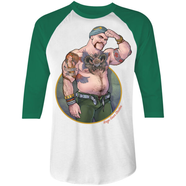 DAD-AT-ARMS - S/S - 3/4 BASEBALL TEE - WHITE/KELLY Thumbnail