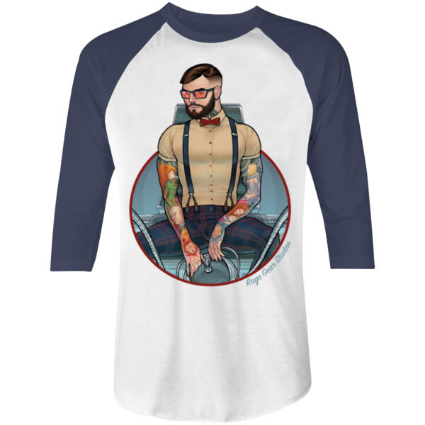 SLIM - S/S - 3/4 BASEBALL TEE - WHITE/NAVY Thumbnail