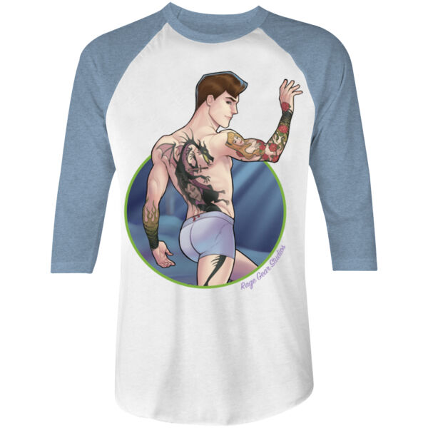 BEDTIME PRINCE - S/S - 3/4 BASEBALL TEE - WHITE/DENIM Thumbnail