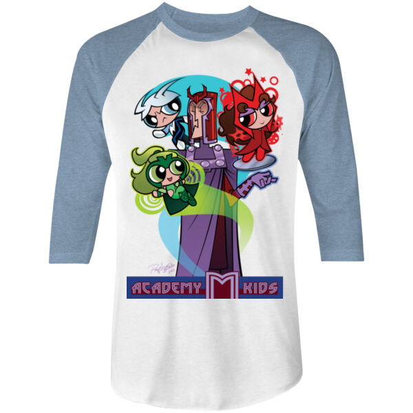 ACADEMY M KIDS - S/S - 3/4 BASEBALL TEE - WHITE/DENIM Thumbnail