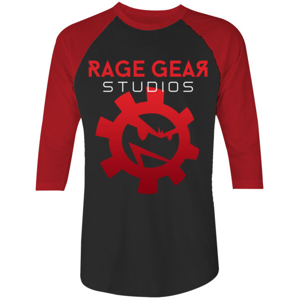 RAGE GEAR STUDIOS - S/S - 3/4 - BASEBALL TEE - BLACK/RED Thumbnail