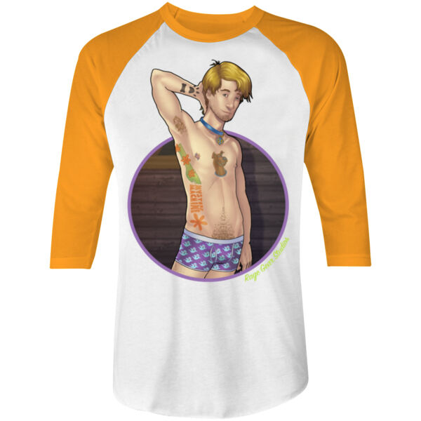 MYSTERY HIGH - S/S - 3/4 BASEBALL TEE - WHITE/NEON ORANGE Thumbnail