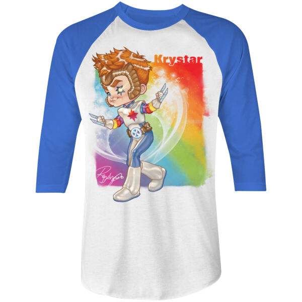 02- KRYSTAR - S/S - 3/4 BASEBALL TEE - WHITE/TRUE ROYAL Thumbnail