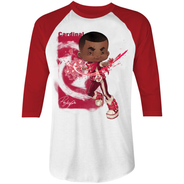 05- CARDINAL - S/S - 3/4 BASEBALL TEE - WHITE/RED Thumbnail