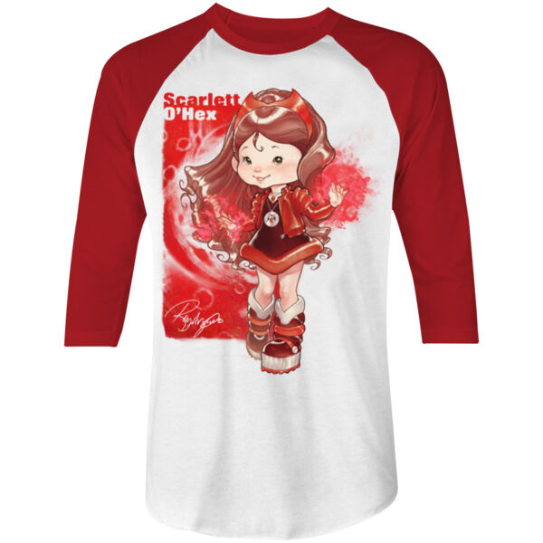 06- SCARLETT O'HEX - S/S - 3/4 BASEBALL TEE - WHITE/RED Thumbnail