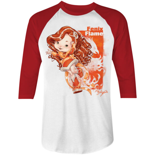 07- FENIX FLAME- S/S - 3/4 BASEBALL TEE - WHITE/RED Thumbnail