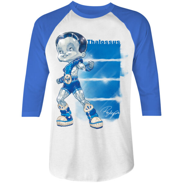 17- THALOSSUS - S/S - 3/4 BASEBALL TEE - WHITE/TRUE ROYAL Thumbnail