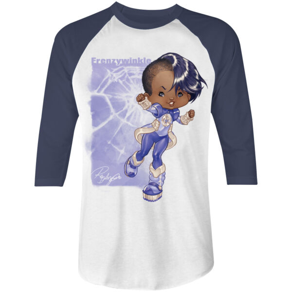 20- FRENZYWINKLE - S/S - 3/4 BASEBALL TEE - WHITE/NAVY Thumbnail