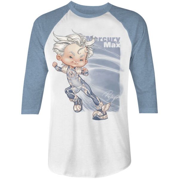 26- MERCURY MAX - S/S - 3/4 BASEBALL TEE - WHITE/DENIM Thumbnail