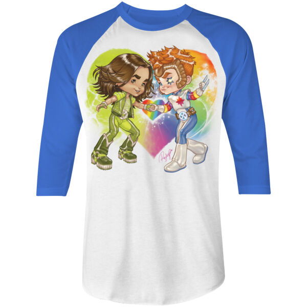 26- RAINBOW LOVE - S/S - 3/4 BASEBALL TEE - WHITE/TRUEROYAL Thumbnail