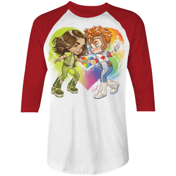 26- RAINBOW LOVE - S/S - 3/4 BASEBALL TEE - WHITE/RED Thumbnail