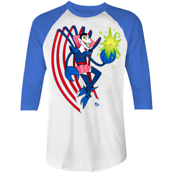 MR. HIMISTER -S/S- 3/4 BASEBALL TEE - WHITE/TRUE ROYAL Thumbnail