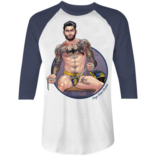 GOTHAM JOCK - S/S - 3/4 BASEBALL TEE - WHITE/NAVY Thumbnail