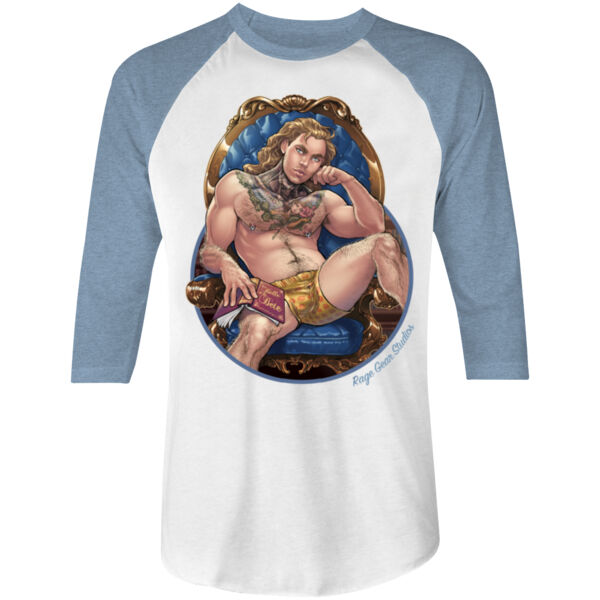 ADAM - S/S - 3/4 BASEBALL TEE - WHITE/DENIM Thumbnail