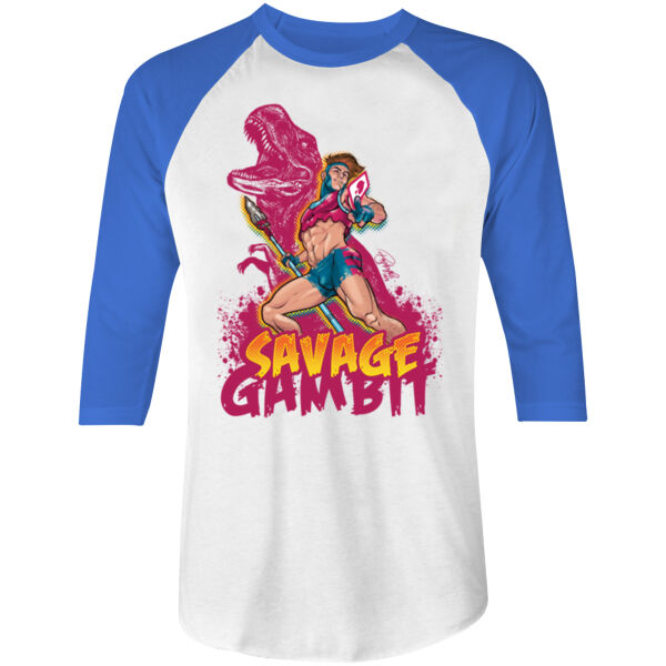 SAVAGE GAMBIT -S/S- 3/4 BASEBALL TEE - WHITE/TRUE ROYAL  Thumbnail