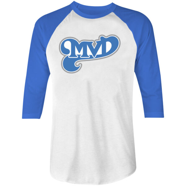 MVD BLUE - S/S - 3/4 BASEBALL TEE - WHITE/ROYAL Thumbnail