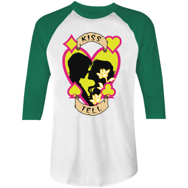 XROP KISS - BASEBALL TEE - WHITE/KELLY GREEN Thumbnail
