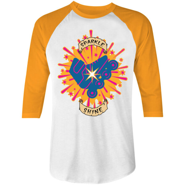 XROP SPARKLE - S/S - 3/4 BASEBALL TEE - WHITE/NEONORANGE Thumbnail