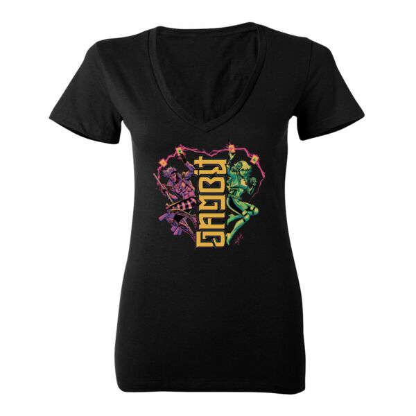 ROMY AMBIGRAM - S/S - WOMENS VNECK - BLACK  Thumbnail